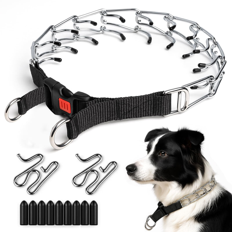 Adjustable Prong Collar for Large Dogs – Durable Metal Dog Collar with Quick Release Buckle, No-Pull Training Pinch Collar for Medium and Large Breeds (L, 20"-21.6") - PawsPlanet Australia