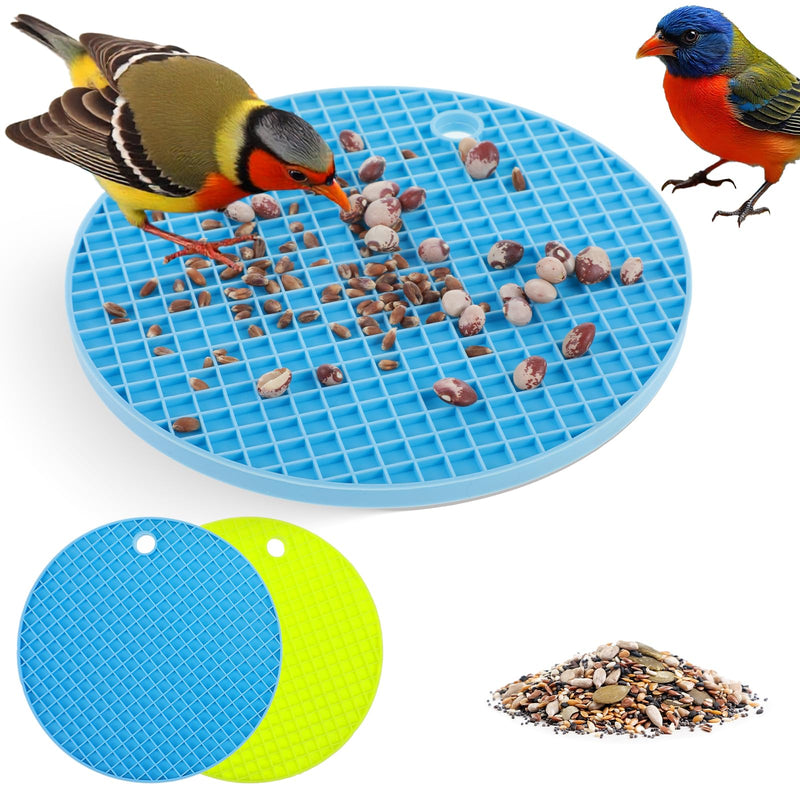 2Pcs Bird Foraging Toys,Foraging Mat,Forage Toys for Birds Small African Grey Parrot Toy to Increase Feeding Time Silicone Slow Feeder Mats for Parakeets Cockatiel Conure Budgies(Blue & Green) - PawsPlanet Australia