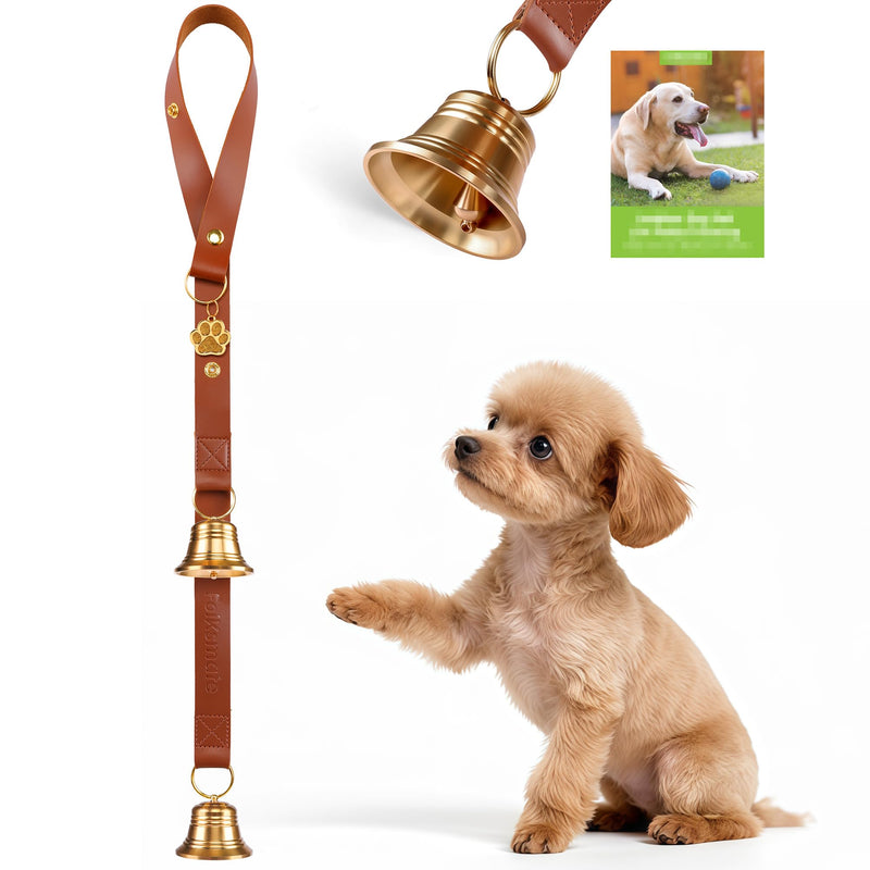 Leather Dog Door Bells for Potty Training, Big Brass Puppy Dog Door Bells Extra Loud for Dogs Training, Housebreaking, Door Knob, Dog Bell to Ring to Go Outside Puppy Pet Supplies Leather One Dog Bell Brown/Leather - PawsPlanet Australia