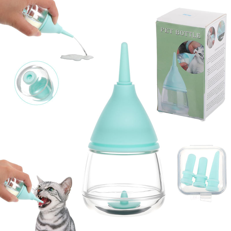 Puppy Nursing Bottles Kitten Milk Bottles Feeding Anti Choking Puppy Feeder Accessories with 3pcs Replaceable Reusable Silicone Nipples for Newborn Pets Small Animals (Blue) - PawsPlanet Australia
