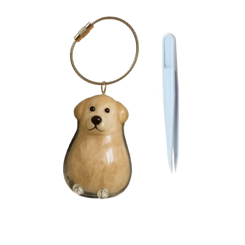 Memorial Bottle Keychain for Dog Hair, Transparent Pet Hair Keepsake Storage Bottle with Chain and Hair Pickup, Dog Memorial Urn for Owner (Golden Retriever) - PawsPlanet Australia