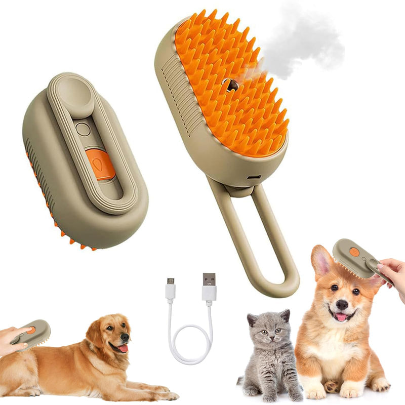 Cat Steam Brush for Shedding - 4 in 1 Rechargeable Steam Brush for Cats and Dogs, Anti-Static, Massage, Cleaning, Shedding & Combing All In One - PawsPlanet Australia