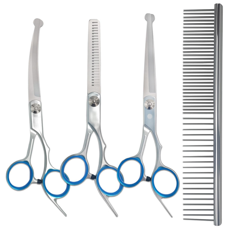 4 in 1 Dog Grooming Scissors,Premium Dog & Cat Grooming Scissors Kit with Safety Round Tips,Professional Thinning Shears Pet Shears for Pet Supplies - PawsPlanet Australia