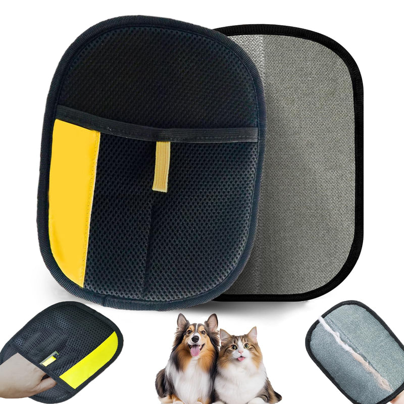 Pet Hair Removal Glove for Cats & Dogs, Upgraded Electrostatic Pet Hair Gloves, Reusable Magic Brush Pet Hair Remover Tool for Laundry, Couch, Carpet, Car Seat Yellow border - PawsPlanet Australia