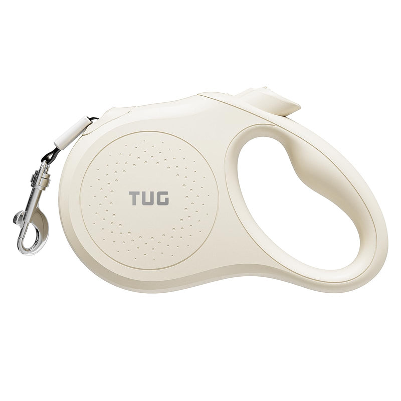 TUG Quest Retractable Dog Leash | 360° Tangle-Free Retraction | 16 ft Strong Nylon Tape (Medium, Cream) - PawsPlanet Australia