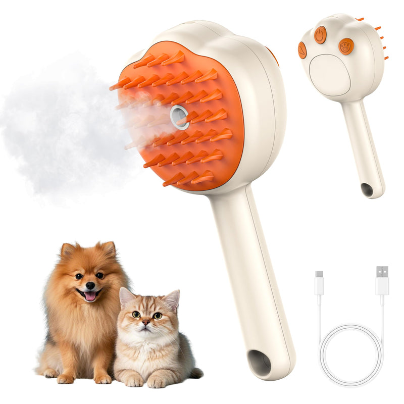 Steam Cat Brush, 6-in-1 Dog Brush Spritz Defur Comb, Steamy Skin Friendly Deshedding Grooming Tool, Suitable for Shedding & Haired Pets, Pet Supplies Accessories,Yellow Yellow, Shampoo - PawsPlanet Australia