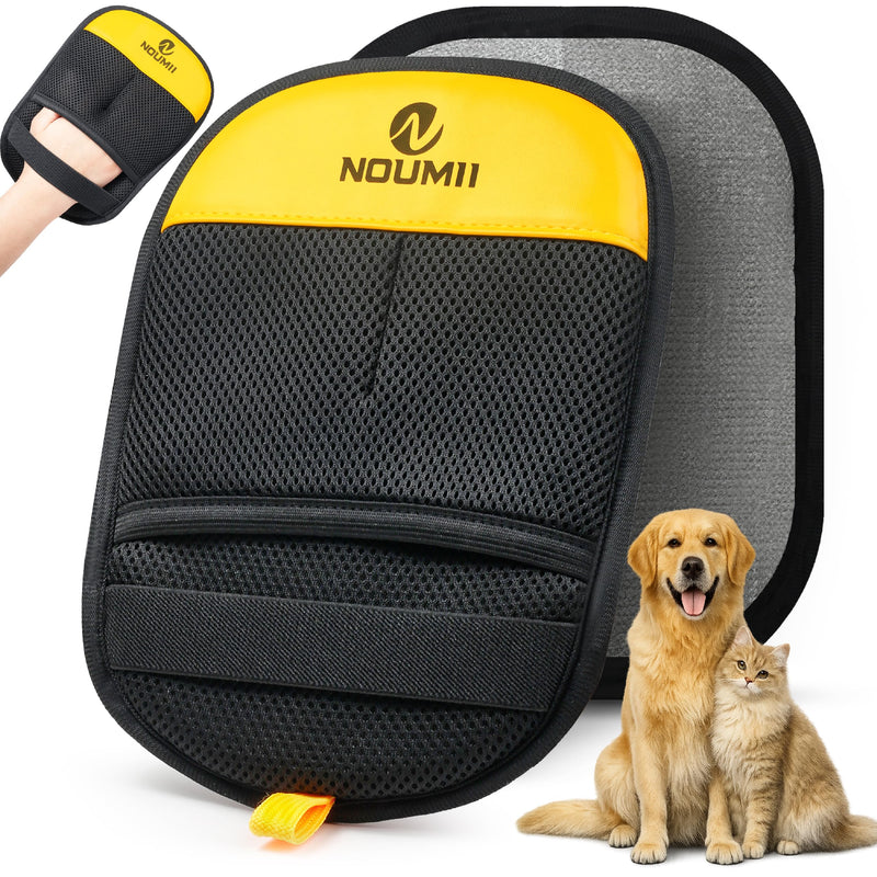 2 Pack Pet Hair Removal Glove - Pet Hair Removal Glove for Dogs & Cats, Electrostatic Pet Hair Remover for Loundry, Couch, Carpet, Clothing, Bed & Car Seat, Reusable Magic Brush Pet Hair Tool - Black 2 - PawsPlanet Australia