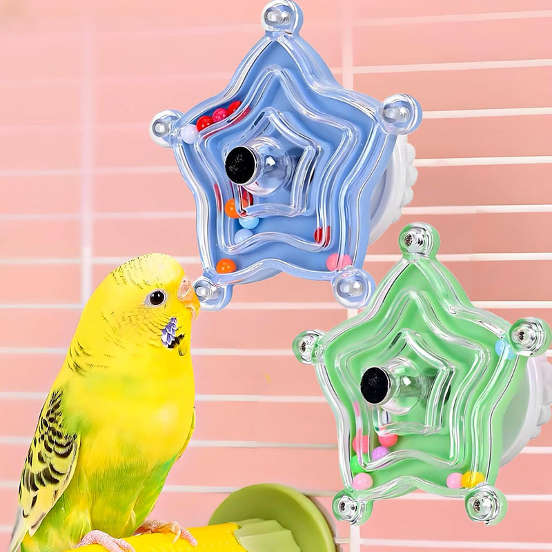 Bird Toys, 2PCS Conure Toys Parrot Rotating Toy Parakeet Spinning Toys Bird Rattle Toys Bird Cage Accessories for Small to Medium Birds, Blue/Green - PawsPlanet Australia