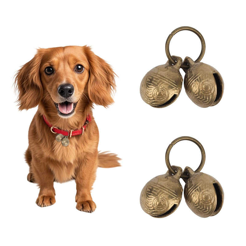 2pcs Extra Loud Copper Dog Bells, Collar Brass Pet Bells Vintage Copper Collar Charms Pendant Pets Pendant Accessories for Little Dogs & Cats - PawsPlanet Australia