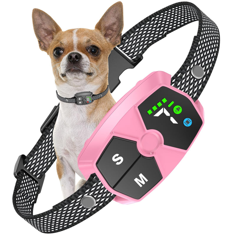 Dog Bark Collar, JeaTone Bark Collar for Large Medium Small Dogs, Rechargeable Smart AI Barking Collar with 7-Level Sensitivity, 4 Training Modes, Waterproof, Pink - PawsPlanet Australia
