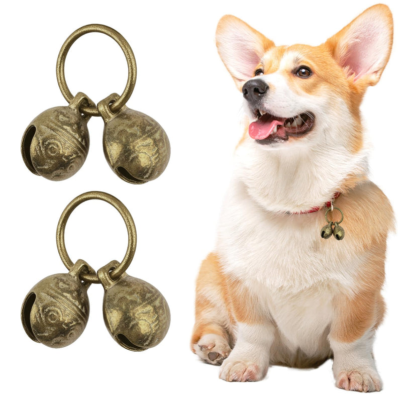 4 PCS Brass Dog Bells for Collar - Copper Pet Safety Bells for Small Dogs & Cats, Extra Loud Collar Bell Anti-theft Bell Fits All Size Dogs & Cats Collars - Anti Lost Training Pets Pendant Accessory - PawsPlanet Australia