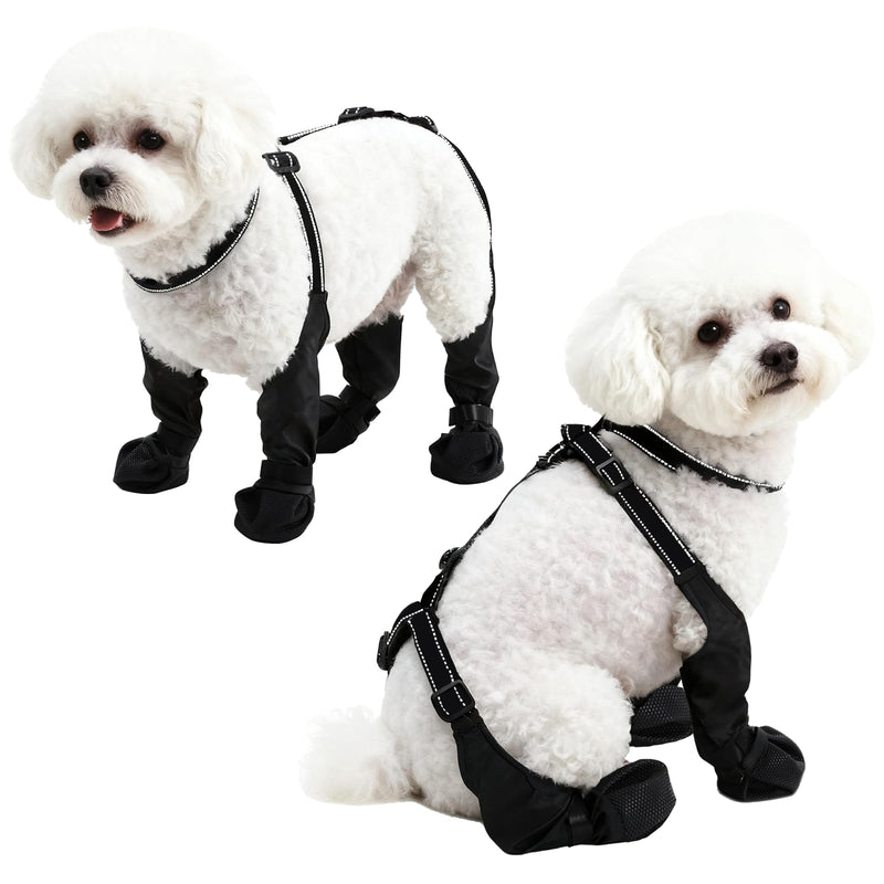 Waterproof Dog Boots for Small/Medium Dogs -Dog Paw Protectors Dog Suspender Boots Anti-Slip Pet Shoes for Outdoor Walking, Reflective Stay-On,Dirt-Proof Comfortable Booties (Black, Medium) Black - PawsPlanet Australia