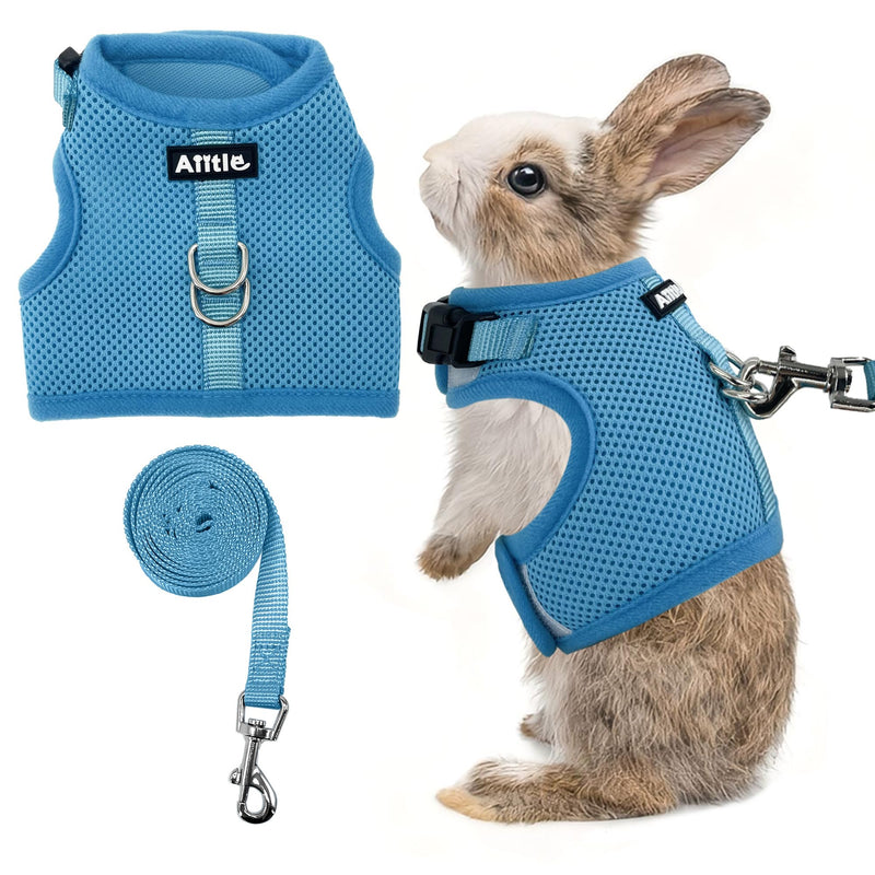 AIITLE Lightweight Escape Bunny Harness and Leash Set - Air Mesh Vest with Double D-Rings, Adjustable & Magic Tape Design, for Ferret/Cat/Puppy Training and Hiking Adventures, Blue L - PawsPlanet Australia