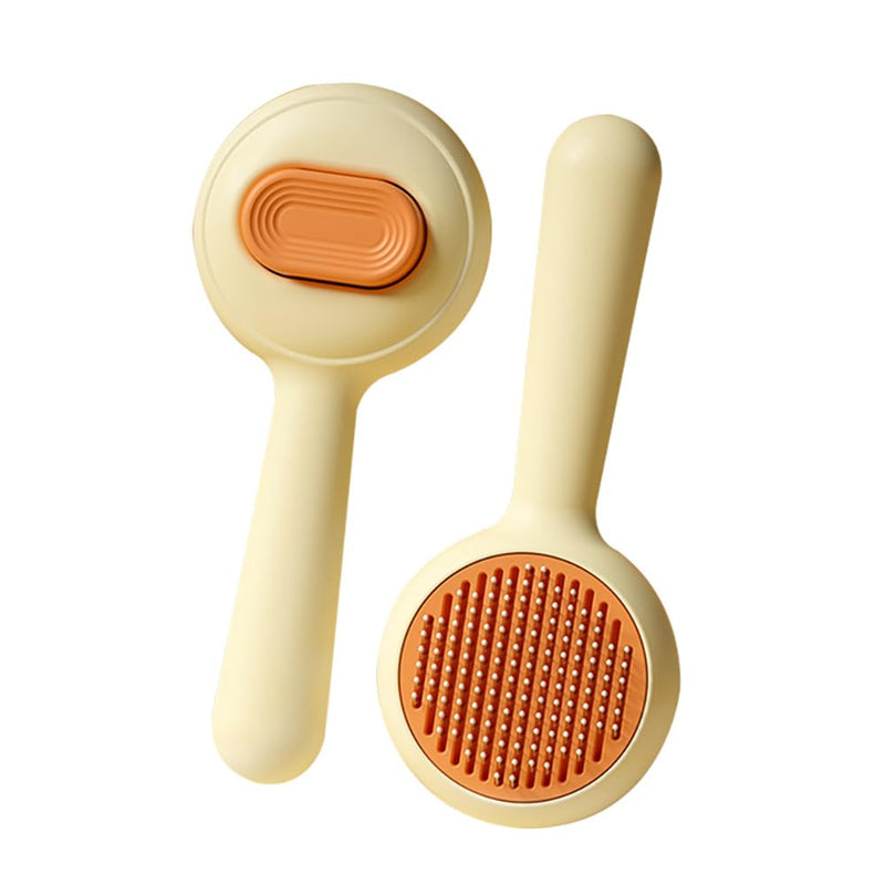 Pet Grooming Brush for Cats & Dogs –Cat Brushes for Indoor Cats, Cat Grooming Supplies –With Massage Function for Short & Long Hair, Removes Loose Fur & Undercoat – Self-Cleaning Slicker Brush (Beige) Beige - PawsPlanet Australia