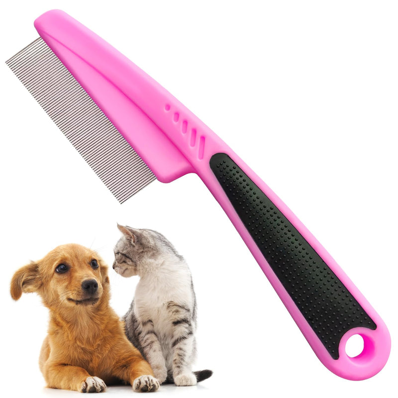 Flea Comb 1Pcs with High Strength Teeth Pet Tear Stain Remover Combs, Pet Dog Cat Grooming Comb Set Effective Float Hair Remover(Pink) - PawsPlanet Australia