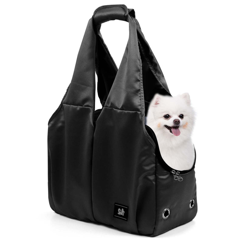 Dog Purse Carrier for Small Dogs, Cats, and Puppies – Soft-Sided Travel Pet Tote Bag with 4 Large Pockets, Foldable, Lightweight, Fits Pets up to 15 lbs, for Travel, Outings (Black) Black - PawsPlanet Australia