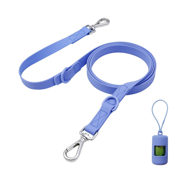 Waterproof Dog Leash with Poop Bag Holder, 5FT/6FT Adjustable Length with 2 Swivel Hooks, Odor-Free & Easy-Clean Dog Lead for Large Medium Small Dogs 6FT - 3/4inch Width Blue - PawsPlanet Australia