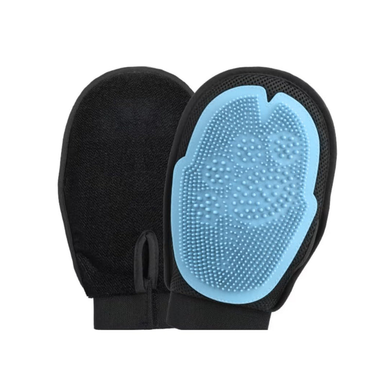 Paw-Naticks 2-in-1 Pet Grooming Mitt, Double-Sided Silicone Bath Brush, Dog & Cat Hair Remover, Massage Glove, Shredding Massage, Five-Finger Design, 25.5x16x3 cm (BLUE) BLUE - PawsPlanet Australia