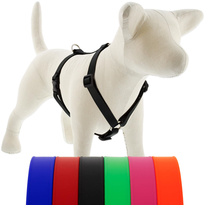 LupinePet Waterproof Splash Adjustable Dog Harness, Jet Black, 3/4-inch Wide, Girth adjusts 20-32", Made with BioThane Large: Girth Adjusts from 20 to 32 in, 3/4-in Wide - PawsPlanet Australia