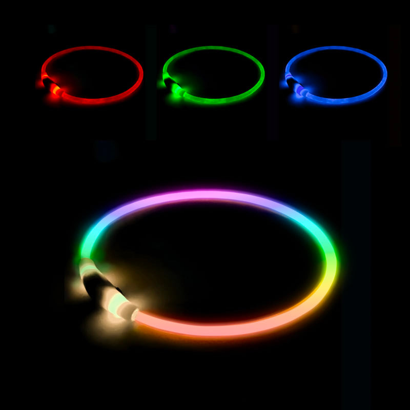 Light Up Dog Collar Super Bright Led Dog Collar with RGB Lighting Modes, Type-C Rechargeable & Waterproof Glow in The Dark Collar for Small Medium Large Dogs 70cm Cutable Collar Night Walking Safety - PawsPlanet Australia