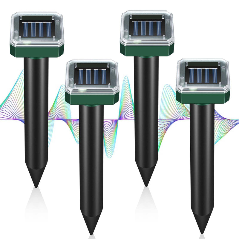 Mole Repellent Solar Powered, Ultrasonic Repeller 4-Pack, Waterproof Sonic Spikes Gopher Vole Groundhog Snake Chipmunk Mole Deterrent Get Rid of Moles in Your Yard (4) 1 Count (Pack of 4) - PawsPlanet Australia