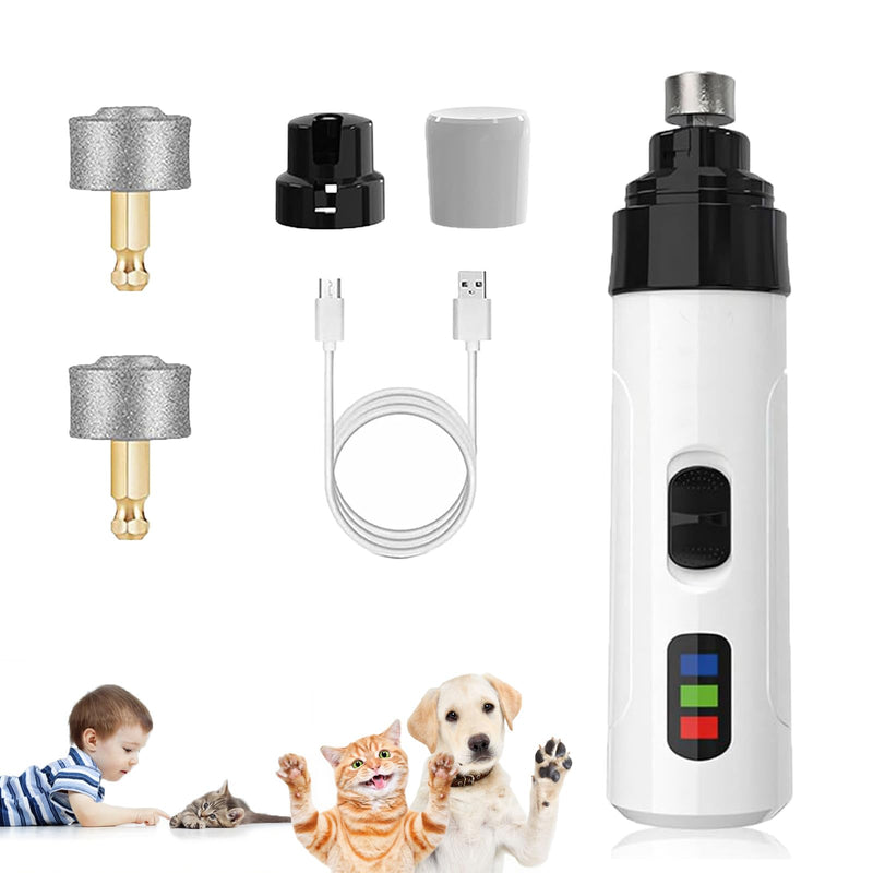 Nail Grinder for Dogs Rechargeable USB Charging Pet Nail Grinder for Dogs and Cats N-ail Trimmer with LED Light & 3 Speeds(1+2*Replacement Head) Dog - PawsPlanet Australia