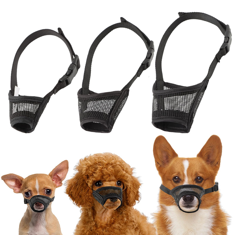 3pack Dog Muzzle Suits for Small Medium Large Dogs, Drinkable Breathable Mouth Guard, Adjustable Strap Soft Dog Muzzle to Prevent Biting Chewing, Air Mesh Muzzles for Scavenging Licking (XS+S+M) - PawsPlanet Australia