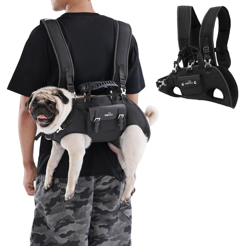 Dog Backpack Carrier for Dogs,Dog Lift Harness,Adjustable Padded Breathable Straps for Dogs, Disabled, Joint Injuries, Arthritis,L L（18.5-30lbs） Black - PawsPlanet Australia