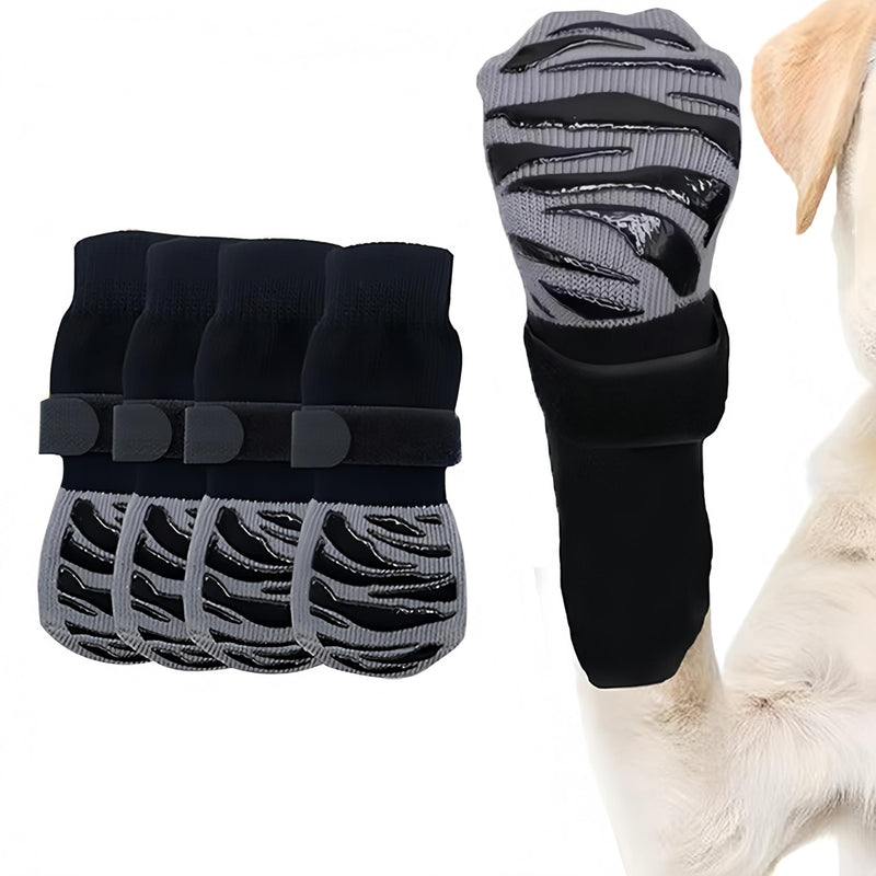 Dog Socks - Non-Slip Paw Protectors for Hardwood Floors | Anti-Slip Traction Socks | Stays On When Twisted | Stops Licking & Scratching (4-Pack) (Stripe, X-Small) Stripe - PawsPlanet Australia