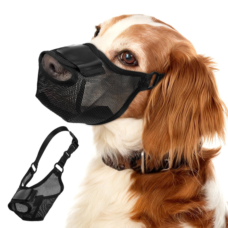 Soft Air Mesh Dog Muzzle for Medium Dogs, Adjustable Breathable Dog Mouth Guard for Medium Dogs Prevents Biting Barking Chewing Front Opening Design Allows Drinking Panting Black M - PawsPlanet Australia