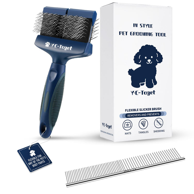 Flexible Double-sided Slicker Dog Brush for Doodle & Poodle- Dog Grooming Hair Brush for Goldendoodles & Labradoodles- Gentle Detangling and Undercoat Brush for Dogs - PawsPlanet Australia