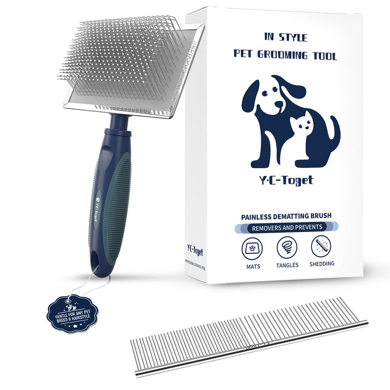 Gentle Slicker Dog Brush with Protective Ball Pins- Soothing Massage Brush for Sensitive Skin & Coat Care- Professional Grooming Brush for Long Haired Senior Dogs & Cats - PawsPlanet Australia