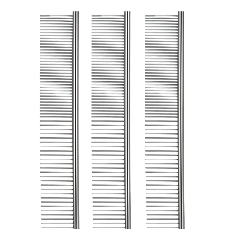 3PCS Metal Combs for Dogs, Two Tooth Width Greyhound Comb for Dogs, Metal Dog Comb, Grooming Tool for Long and Short Hair, Removes Knots (Silver) - PawsPlanet Australia