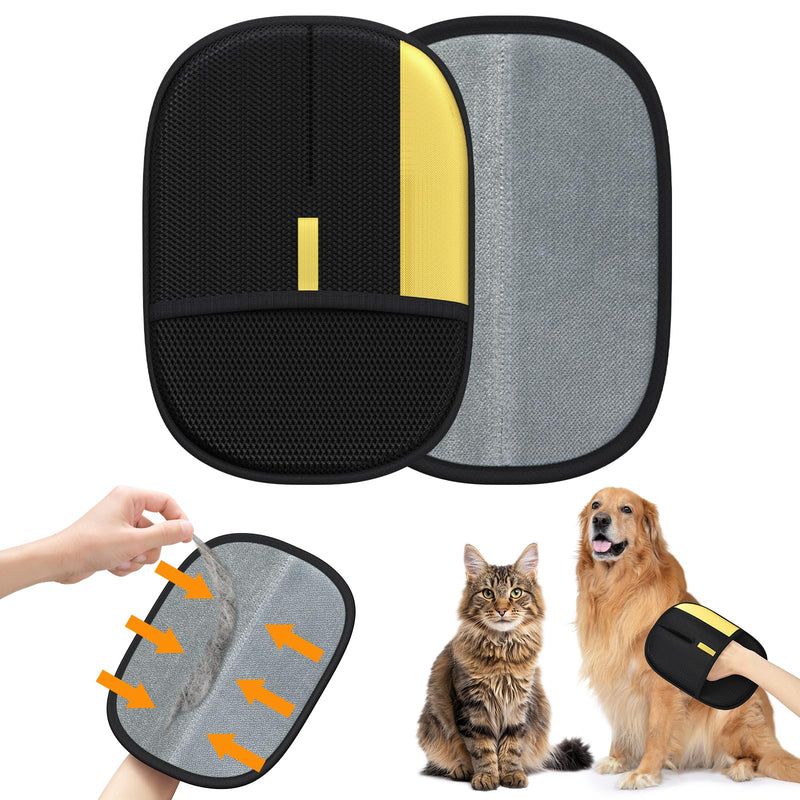 Pet Hair Remover - 2025 New Electrostatic Magic Brush Pet Hair Remover Glove, Reusable Cat & Dog Hair Remover Tool for Clothing, Couch, Furniture, Carpet, Car Seat, Cat Grooming Glove, 1 PCS 1pcs-BlackYellow - PawsPlanet Australia