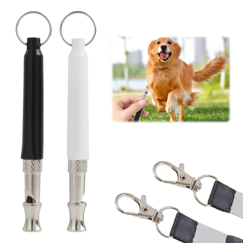 2PCS Dog Training Whistle, Silent Dog Whistle with Lanyard, Adjustable Silent Dog Training Whistle to Stop Barking Neighbors Dog and Recall Training(Black and White) - PawsPlanet Australia
