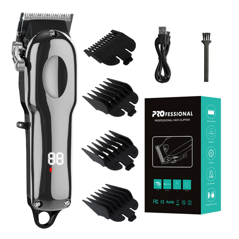 Rechargeable Wireless Pet Clipper – 4 Detachable Stainless Steel Blades, LED Display, Quiet & Safe Grooming – Perfect for Dogs, Cats, and Horses with Thick Fur – Complete Grooming Kit - PawsPlanet Australia