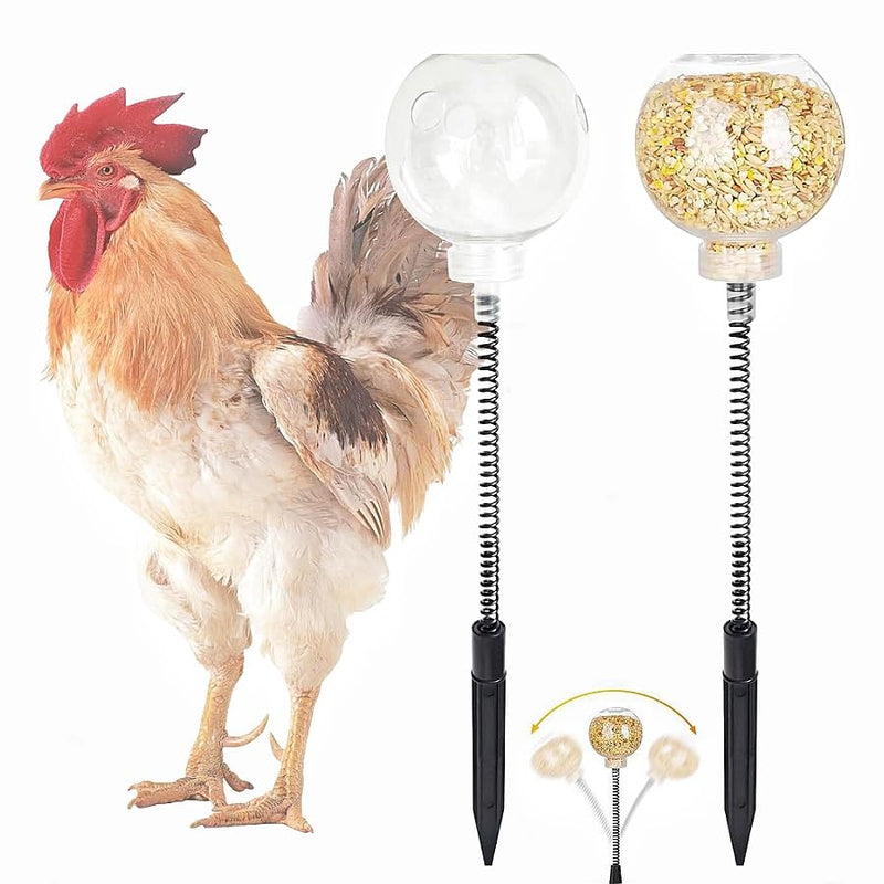 2Pcs Chicken Peck Toys, Chicken Enrichment Toys with Swing Feeder, Interactive Slow Feed Release Toy for Your Flock, Chick Treat Dispensers for Hens Poultry Duck Birds Parrots - PawsPlanet Australia