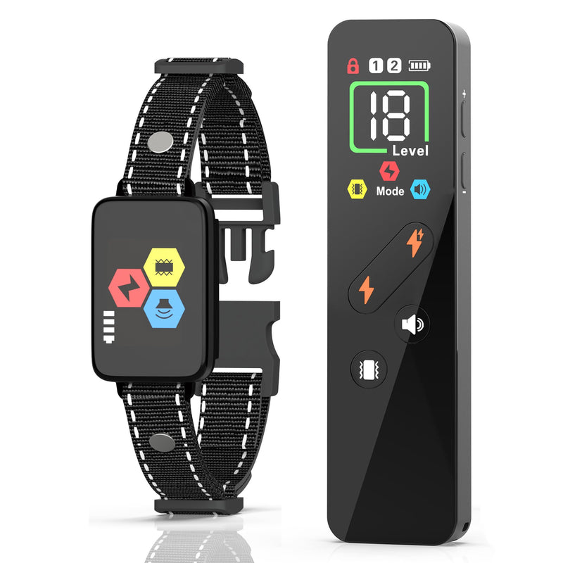 Aikko Dog Shock Collar with Remote - IPX7 Waterproof, 3 Modes (Beep, Vibration, Shock) - Adjustable E-Collar for Training Small (10 lbs to 120 lbs) Rechargeable Anti-Bark Collar for Large Dogs Black1 - PawsPlanet Australia