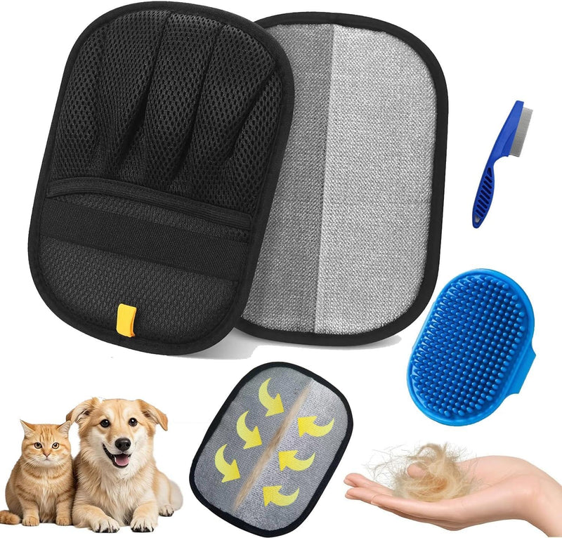 2-Pack Pet Hair Removal Glove, Five-Finger Static pet Hair Gloves, Reusable cat and Dog pet Hair Removal Tools - PawsPlanet Australia