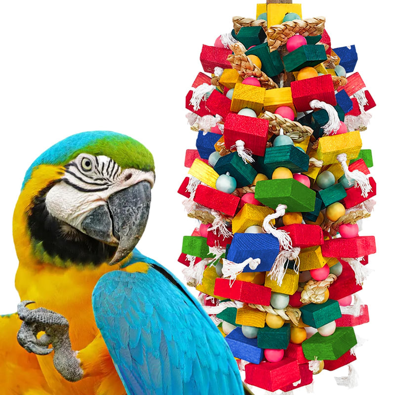 Extra Large Bird Toys for Macaws Cockatoos Amazons Chew - Natural Wood Parrot Chewing Toy with Foraging, Bird Cage Activity Center - PawsPlanet Australia