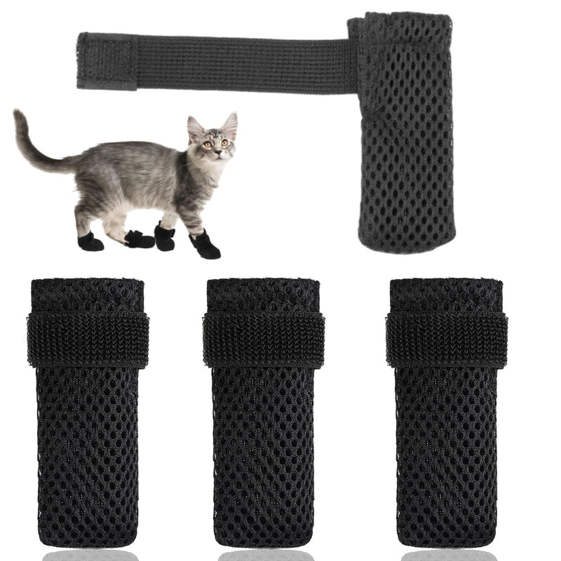 Anti Scratch Cat Boots, Adjustable Cat Claw Protectors Covers, Black Breathable Mesh Cats Mittens Foot Covers for Indoor Cats Pet Bathing Cutting Nails 4 Packs （XL） - PawsPlanet Australia