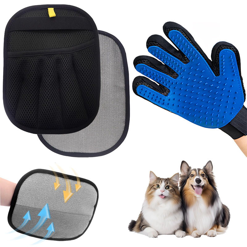 Pet Hair Removal Glove, Cats Dogs Grooming Gloves Pet Hair Removal Tool, 2025 Upgrade Reusable Pet Hair Remover Glove（1 Pet Grooming Glove & 1 Cleaning Glove） - PawsPlanet Australia