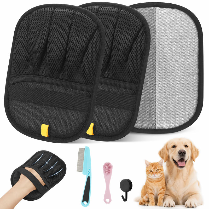 2 Pcs Pet Hair Removal Glove, Magic Brush Electrostatic Pet Hair Remover Glove, Reusable Dog Cat Hair Fur Remover Mitt, Pet Grooming Cleaning Gloves, Pet Hair Cleaner Removal Tool for Couch, Furniture - PawsPlanet Australia