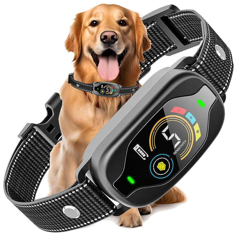 Dog Bark Collar for Large Medium Small Dogs,Rechargeable Smart Bark Collar,Adjustable Beep Vibration Modes & 5 Sensitivity, Automatic Anti Barking Device for Dog（Black） - PawsPlanet Australia
