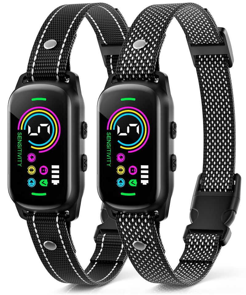 Bark Collar, 2 Pack Dog Bark Collar for Large Medium Small Dogs, Rechargeable Anti Barking Device for Dogs, Smart Training Collar with Beep Vibration 5 Sensitivity, Dog Bark Deterrent Devices Black - PawsPlanet Australia