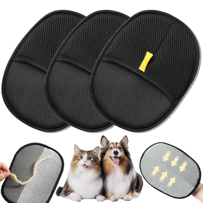 3 Pcs Pet Hair Removal Gloves Brush, Reusable Cat Dog Electrostatic Hair Remover Grooming Glove Tool - PawsPlanet Australia