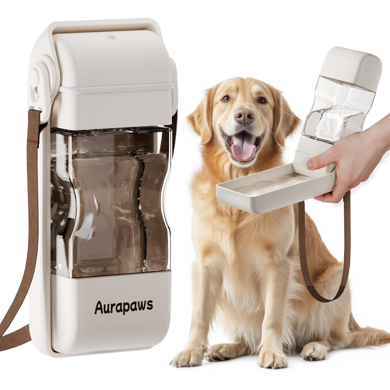 Dog Water Bottle, Portable Water Dispenser, Foldable Dog Bowls, Leak-Proof Pet Water Bottle with Poop Bag Dispenser, Puppy Essentials for Dogs On The Go Walking Hiking Travel, 13.5oz - PawsPlanet Australia