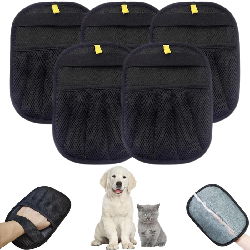 5-Pack Pet Hair Removal Gloves,Electrostatic Pet Hair Remover Tool,Dog Hair Remover Furniture Reusable & Washable Grooming Mitts,Lint & Fur Remover for Clothes, Carpets, Car Seats - PawsPlanet Australia