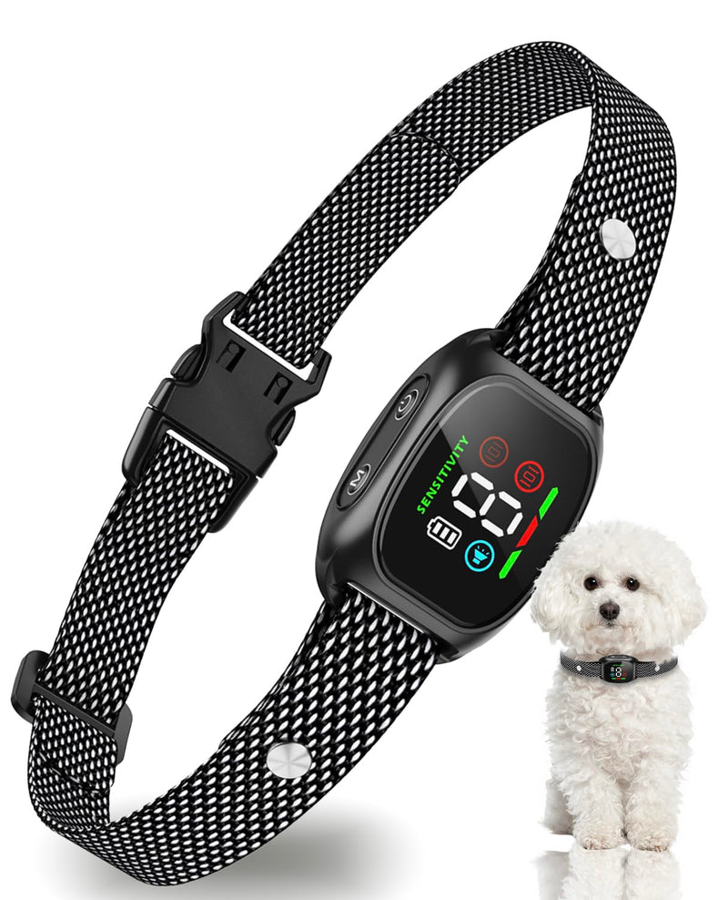 Dog Bark Collar, Tiny Bark Collar for Small Dogs 5-15lbs, Medium, Large Dogs, Automatic Smart Barking Collar with 4 Modes & 8 Sensitivity Levels, IP67 Waterproof No Shock Anti Barking Collar (Black) Black - PawsPlanet Australia
