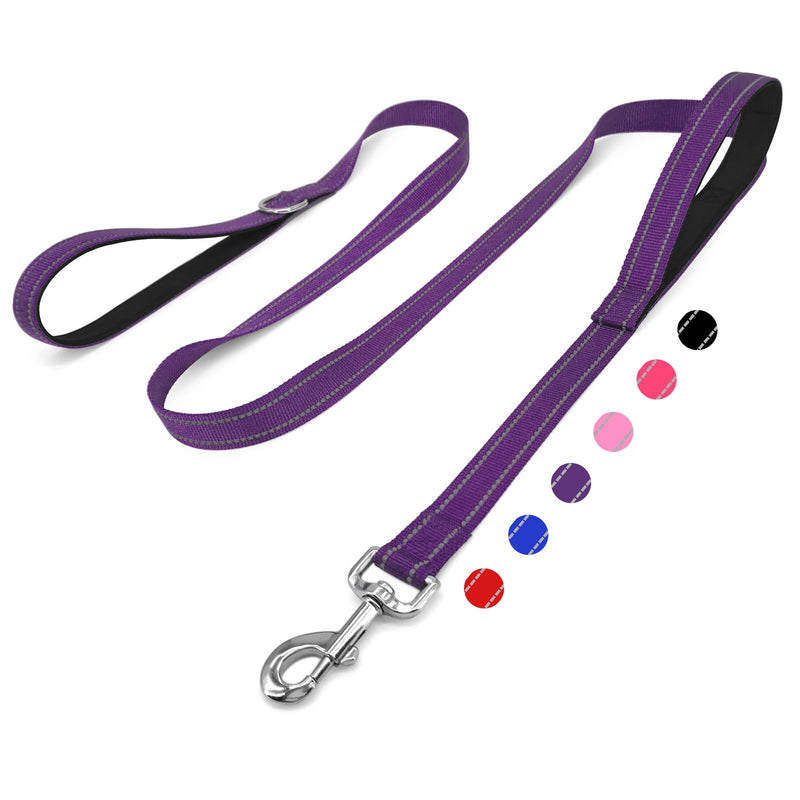 6 FT Dog Leash with 2 Padded Handle Nylon Reflective Dogs Leashes for Small Medium Large Dogs Purple Large : 1" x 6 FT - PawsPlanet Australia